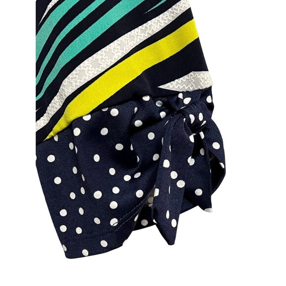 Madison Leigh Dress Womens‎ 16 Multicolor Striped Polka Dot 3/4 Sleeve Bow Trim - Picture 6 of 11